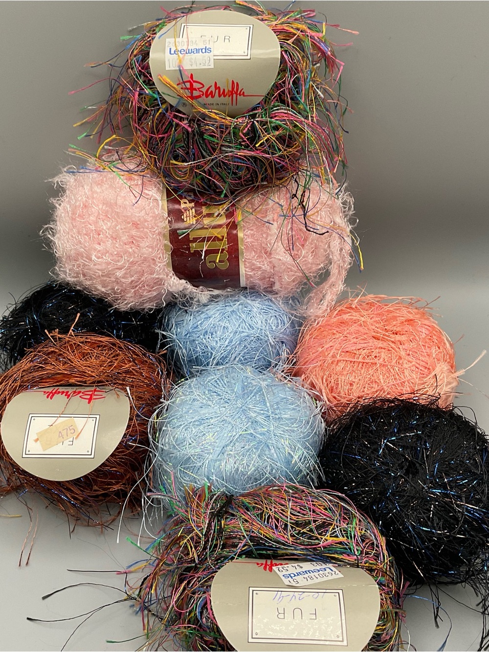 Patons & Baruffa Fun Fur Eyelash Yarn Lot Multicolor Lurex Nylon Polyester